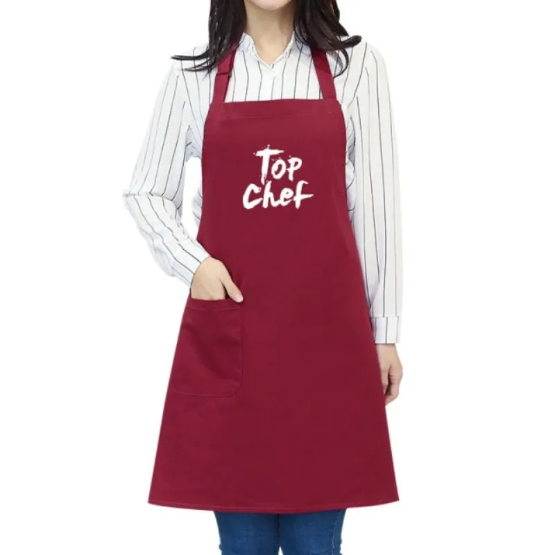 Pure Cotton Kitchen Apron Coffee Shop Supermarket Work Clothes - Red