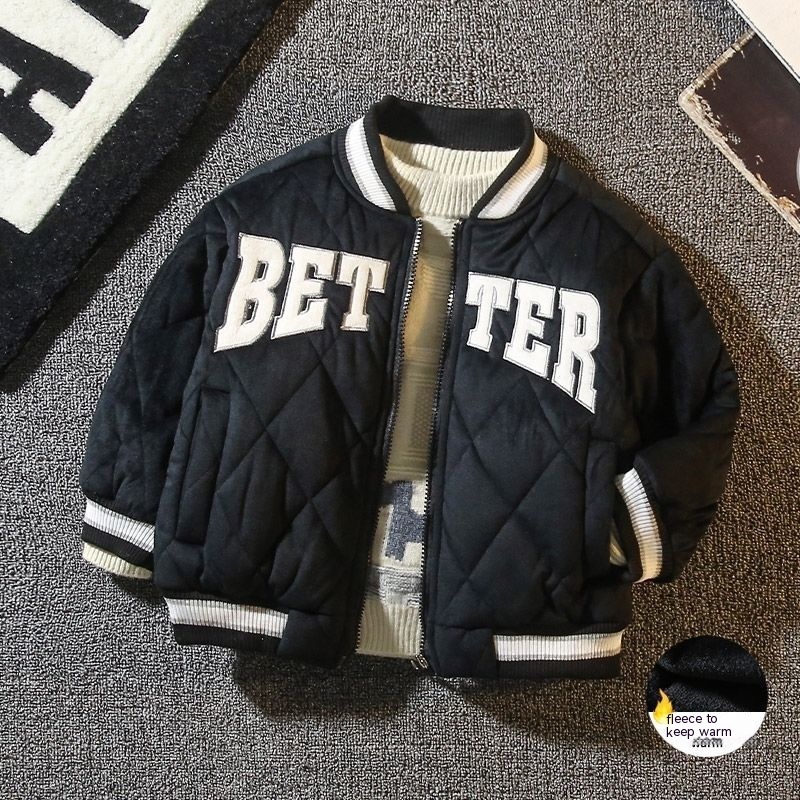 Children's Western Style Baseball Uniform Cotton-padded Jacket Winter