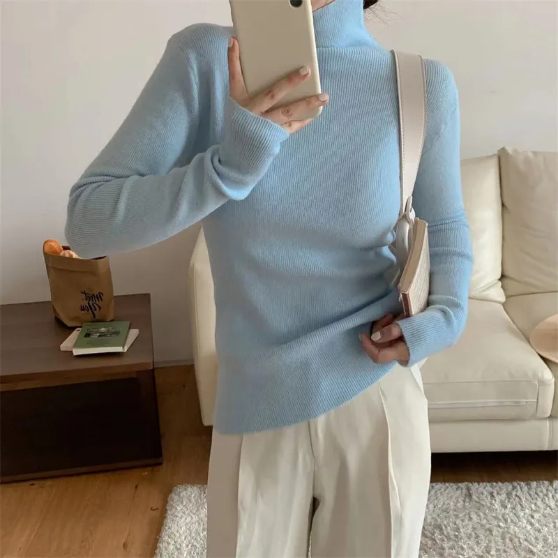 Women's Fashionable Sweater Top - Sky Blue - View 1