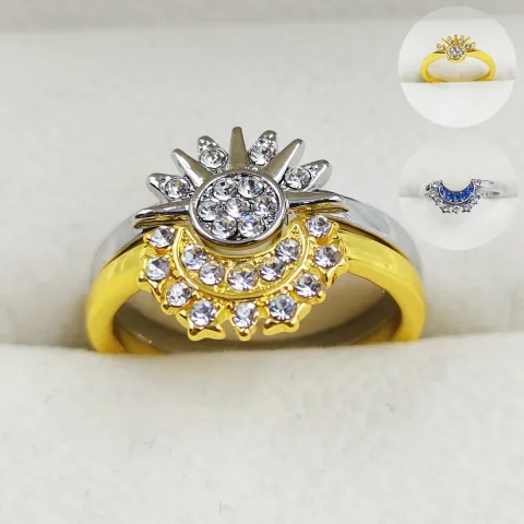 Sun and Moon Rings Couple Rhinestones Ring for Love
