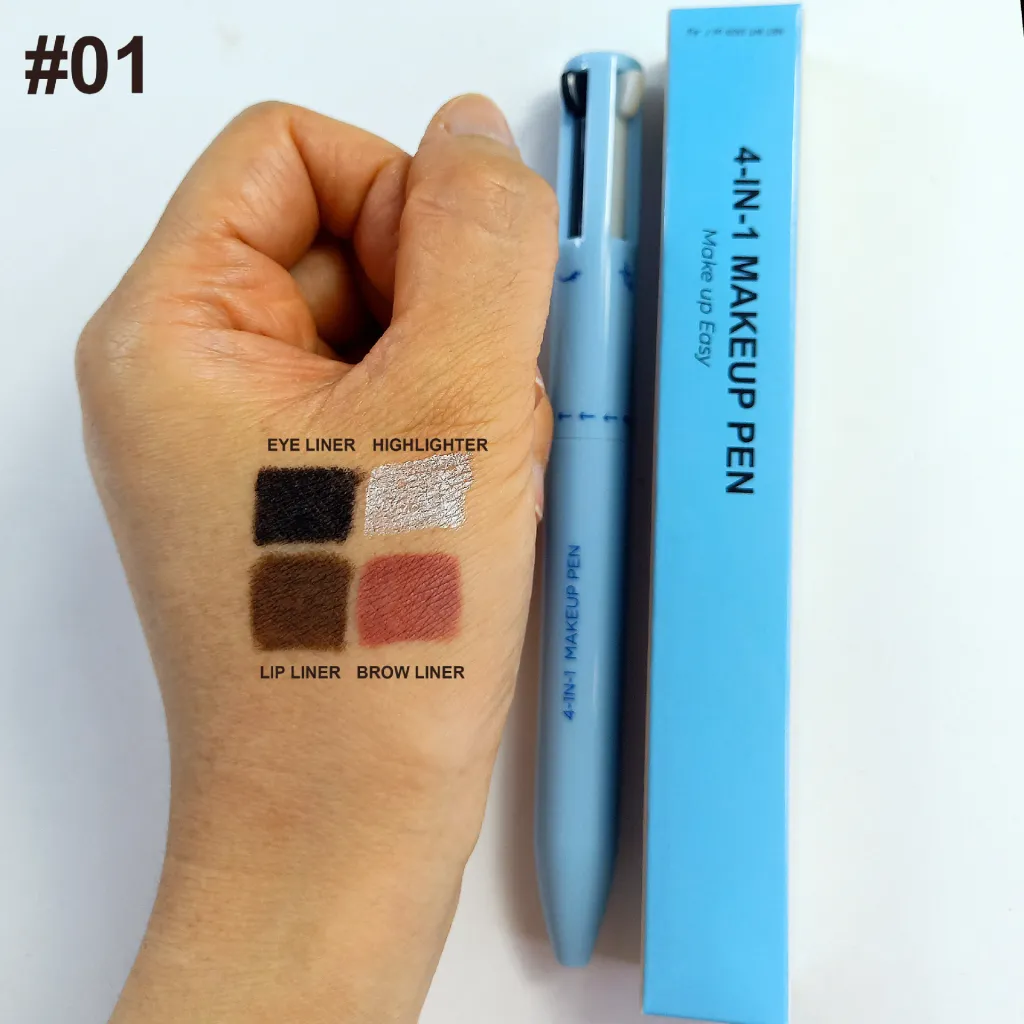 Four-in-one Cosmetic Brush Four-color Highlight Lip Liner Eyeliner Eyebrow Pencil - Blue1