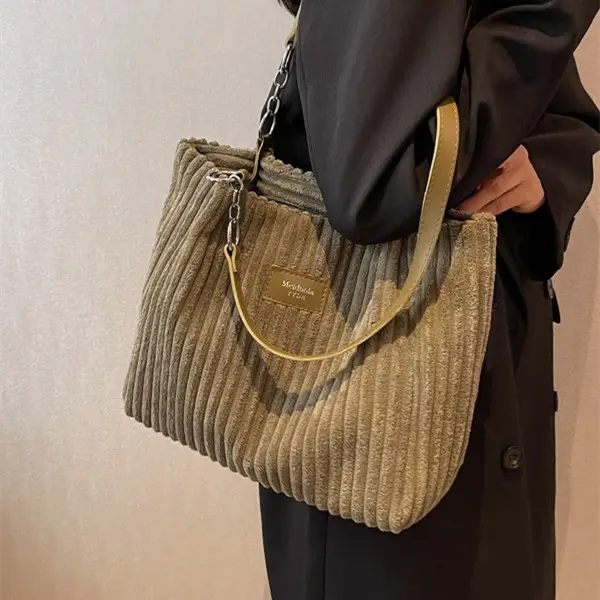 Women's Fashion Casual Large Capacity Corduroy Shoulder