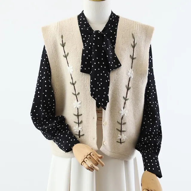 College Style Knit Sweater Layered On Top Apricot - Shop at LoveMi