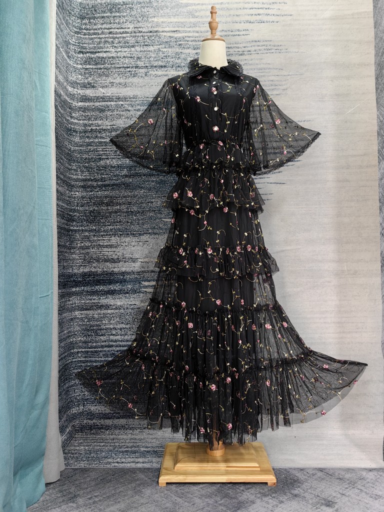 Embroidered Lace Chiffon Dress