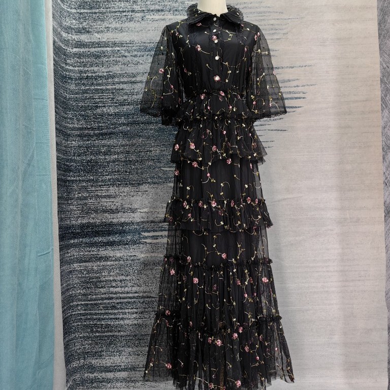 Embroidered Lace Chiffon Dress, picture 2 of 5