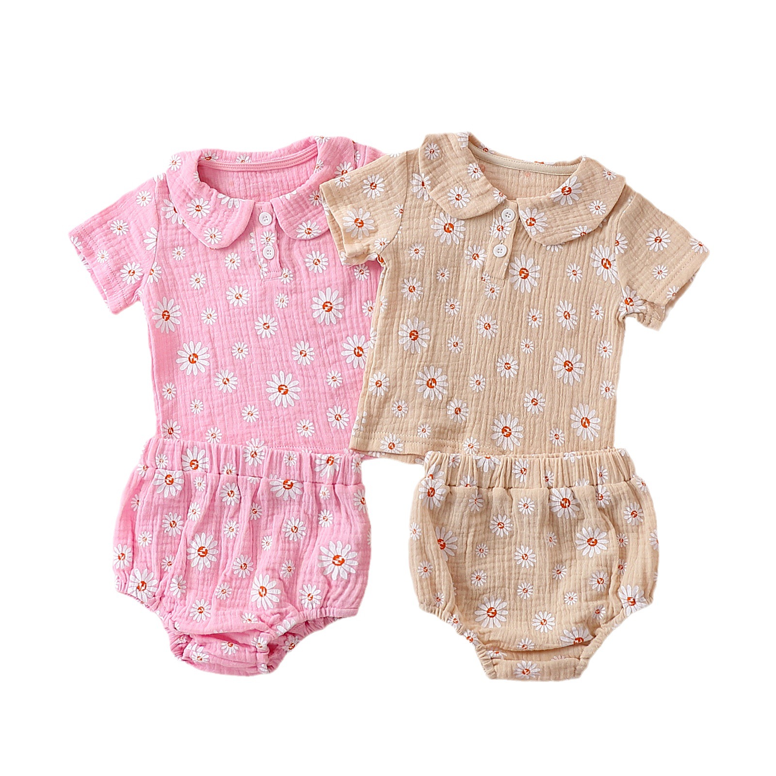 Cute Sunflower Printed Pajamas With Short Sleeves