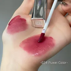 Flower Heart Scattering Small Silver Tube Mirror Lip Lacquer Moisturizing Moisturizing Water Light Red Lips Female - Rose Color - View 1