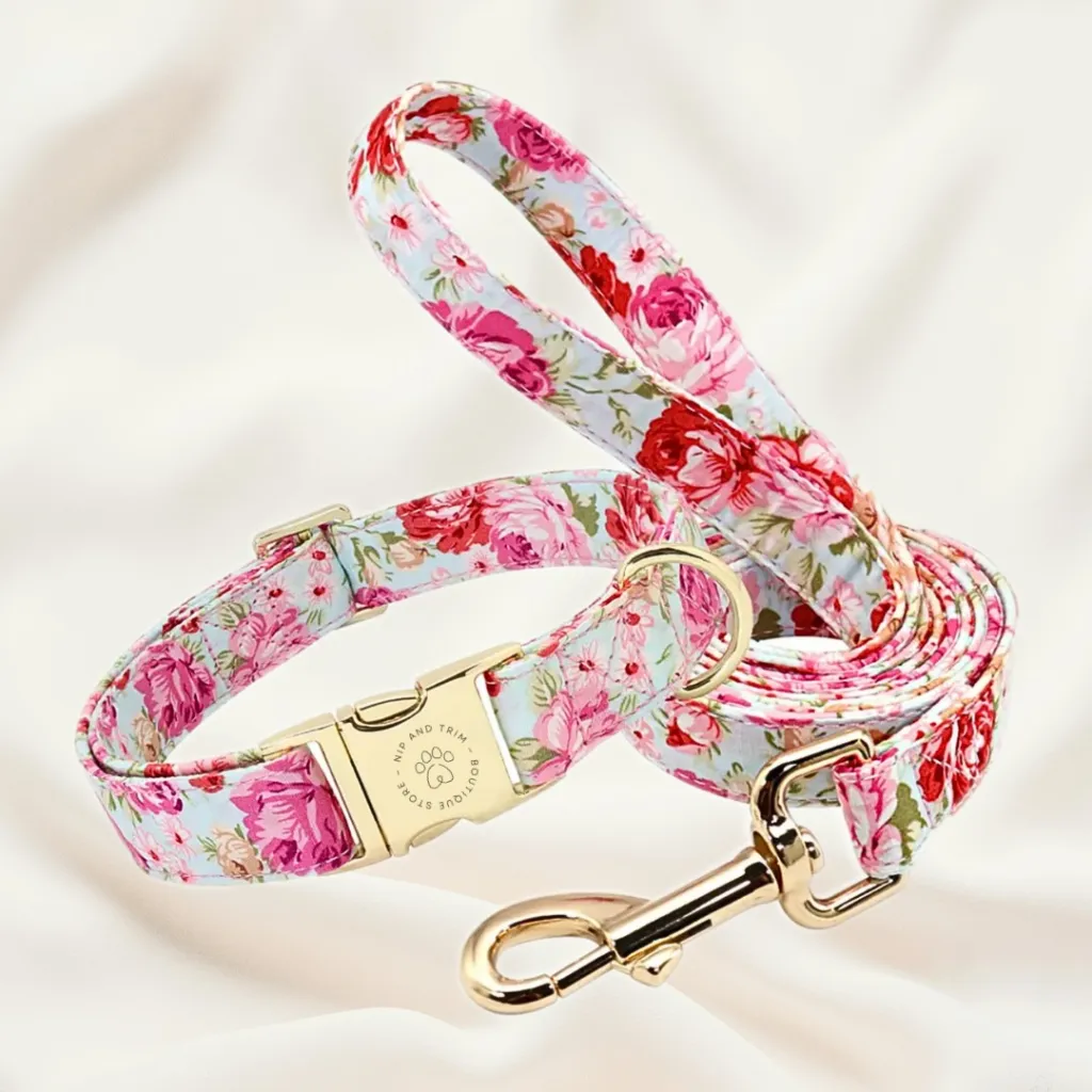 Dog Tag Custom Dog Collar Lettering Identity Card - Pink Collar Leash - View 1