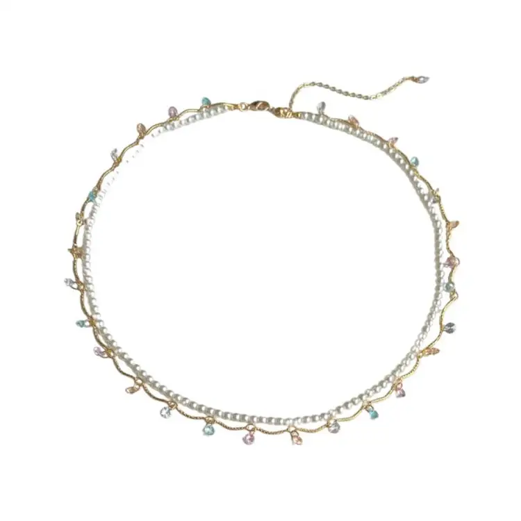Moonstone Flowing Light Double Layered Layered Summer Versatile Necklace