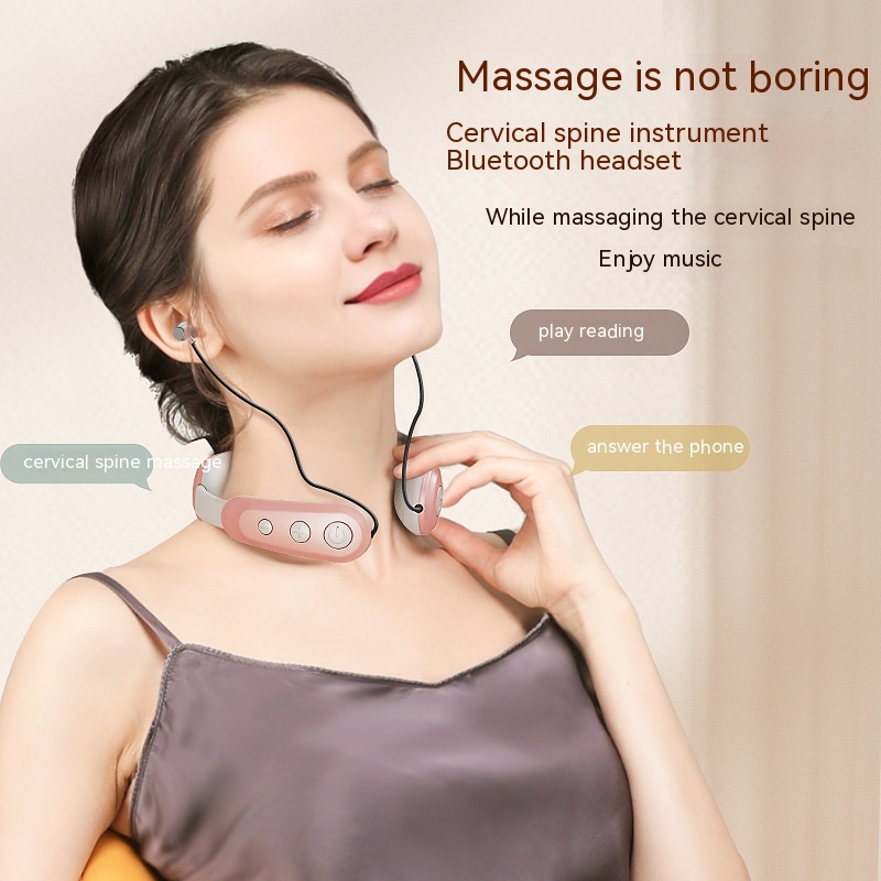 Cervical Spine Massage Instrument Bluetooth Headset 2-in-1 Intelligent Pulse Hot Compress Physiotherapy Micro - Image 4