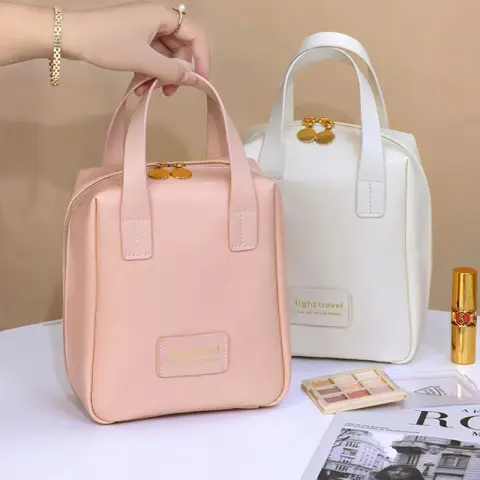 Shell Shape PU Leather Cosmetic Bag Waterproof Letter Makeup