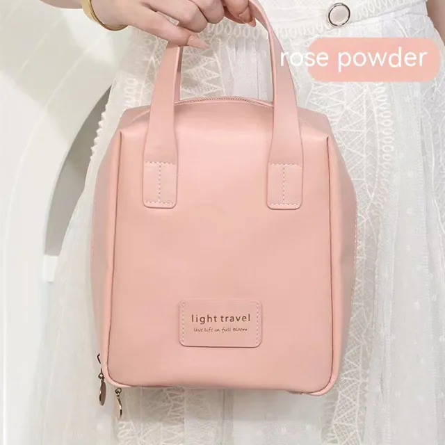 Shell Shape PU Leather Cosmetic Bag Waterproof Letter Makeup Pouch Bag Multifunction Carry on Makeup Tote Travel Wash Bags Rose - Shop at LoveMi