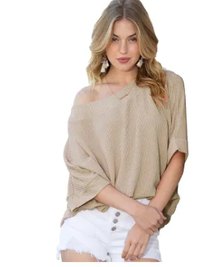European And American Loose Casual Solid Color Batwing Sleeve Top For Women Autumn New Pullover Long Sleeve Sweater Women - Beige