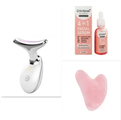 EMS Thermal Neck Lifting And Tighten Massager Electric Microcurrent Wrinkle Remover LED Photon Face Beauty Device For Woman - White Set - View 1