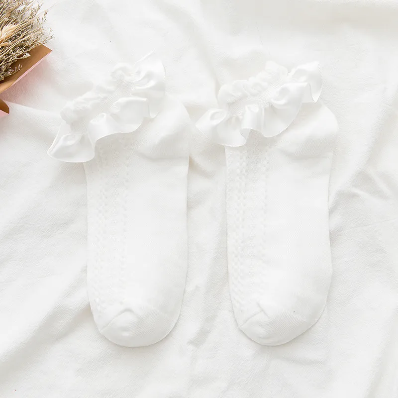 Women's Summer Thin Pure Cotton Cute Socks - White Fried Dough Twists