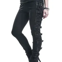 Women's Fashion Punk Skinny Pants - Black - View 1