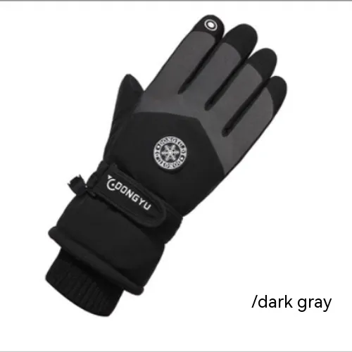 Skiing Leather Gloves Touch Screen Men's Warm Dark Gray Men - Shop at LoveMi