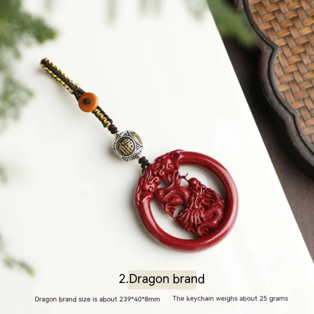Purple Gold Sand Cinnabar Zodiac Dragon Key Chain 2 Dragon Brand - Shop at LoveMi