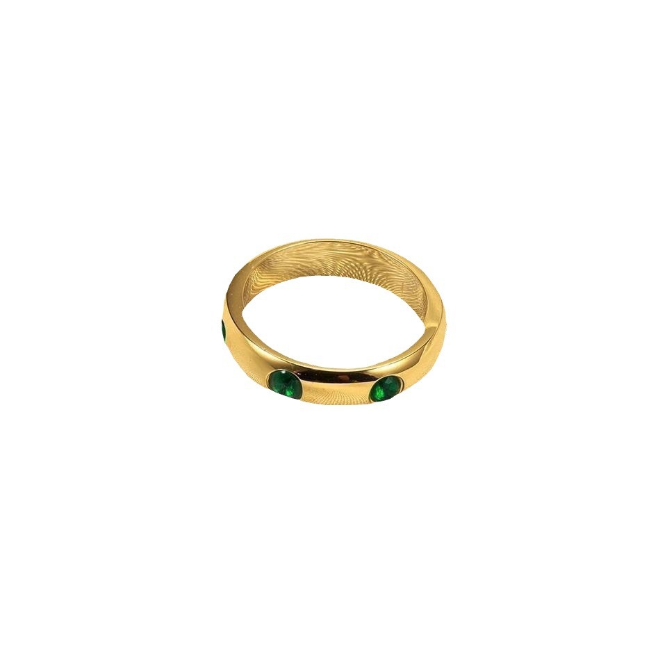 Fashion Simple Rhinestone Stainless Steel Ring Plating Non-fading Ornament