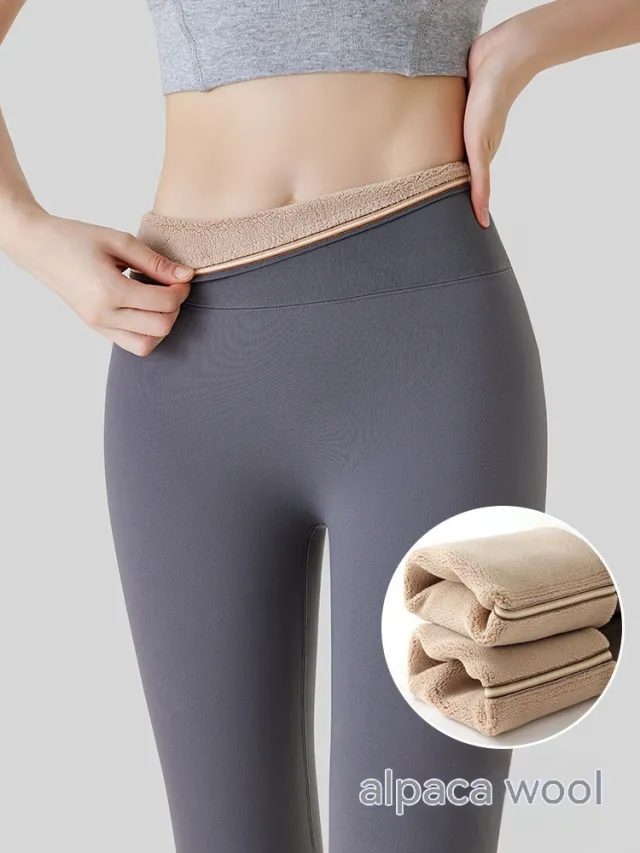 Fleece lined Thick High Waist Hip Lift Leggings For Women Grey - Shop at LoveMi