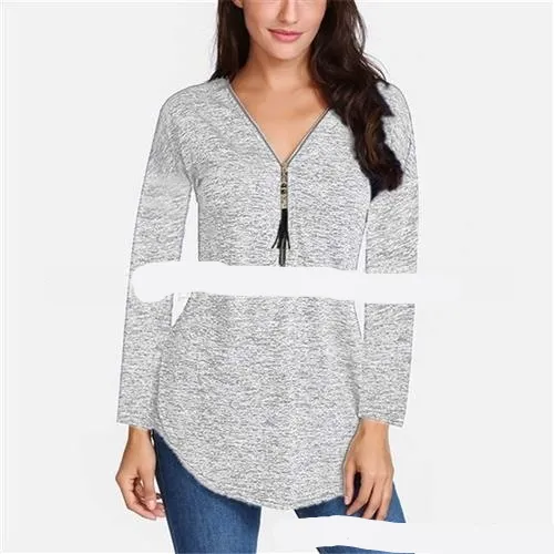 Tassel Zipper Swallowtail Solid Color Casual Long sleeved White - Shop at LoveMi