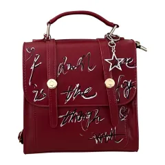 Girls Retro American English Backpack - Red - View 1
