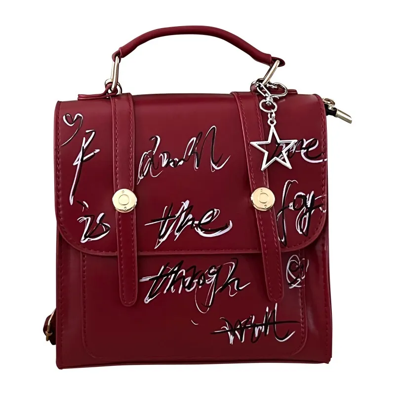 Girls Retro American English Backpack - Red