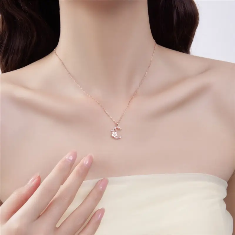Sterling Silver Butterfly Moon Necklace