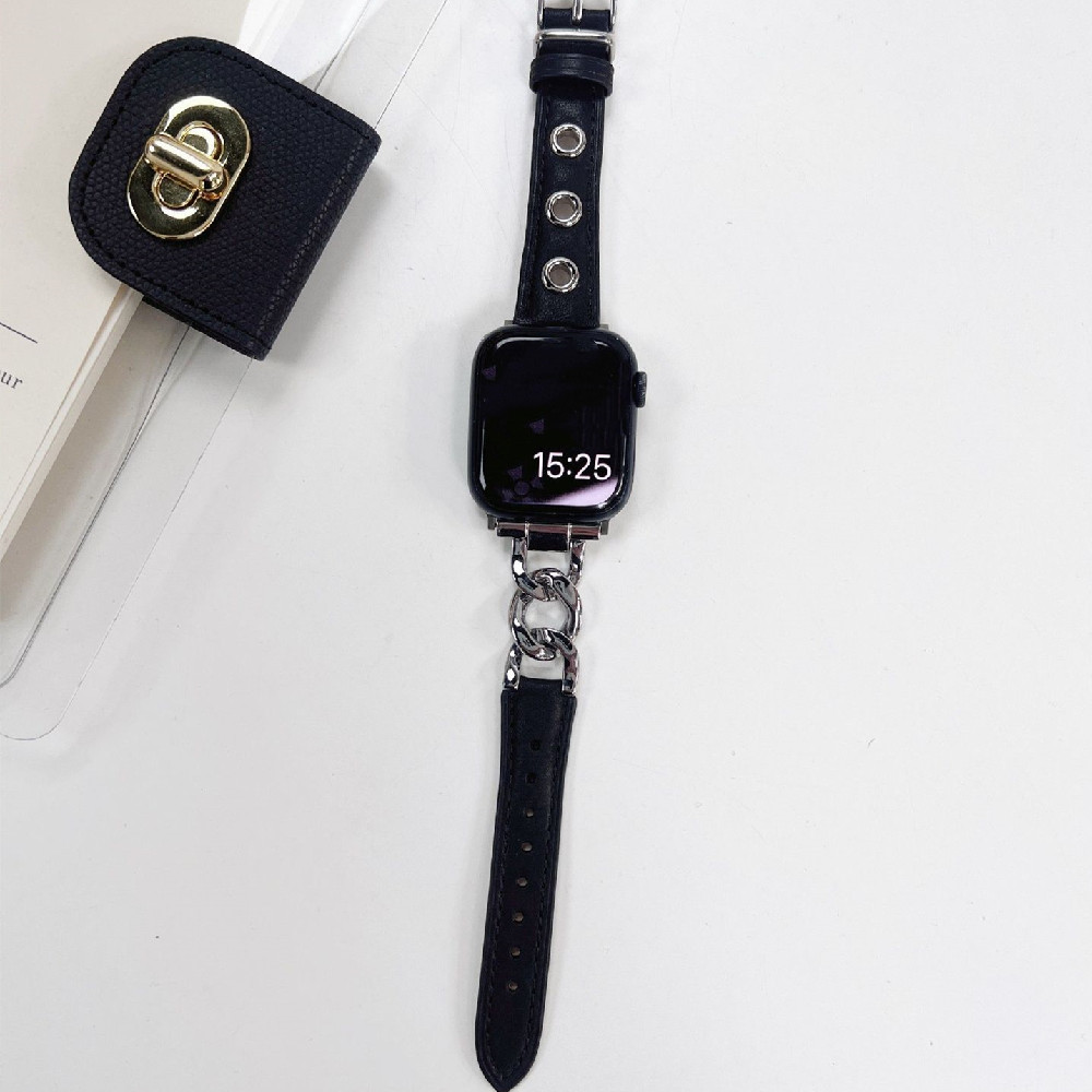 Chain Three-hole Retro Leather Leather Strap - Image 3