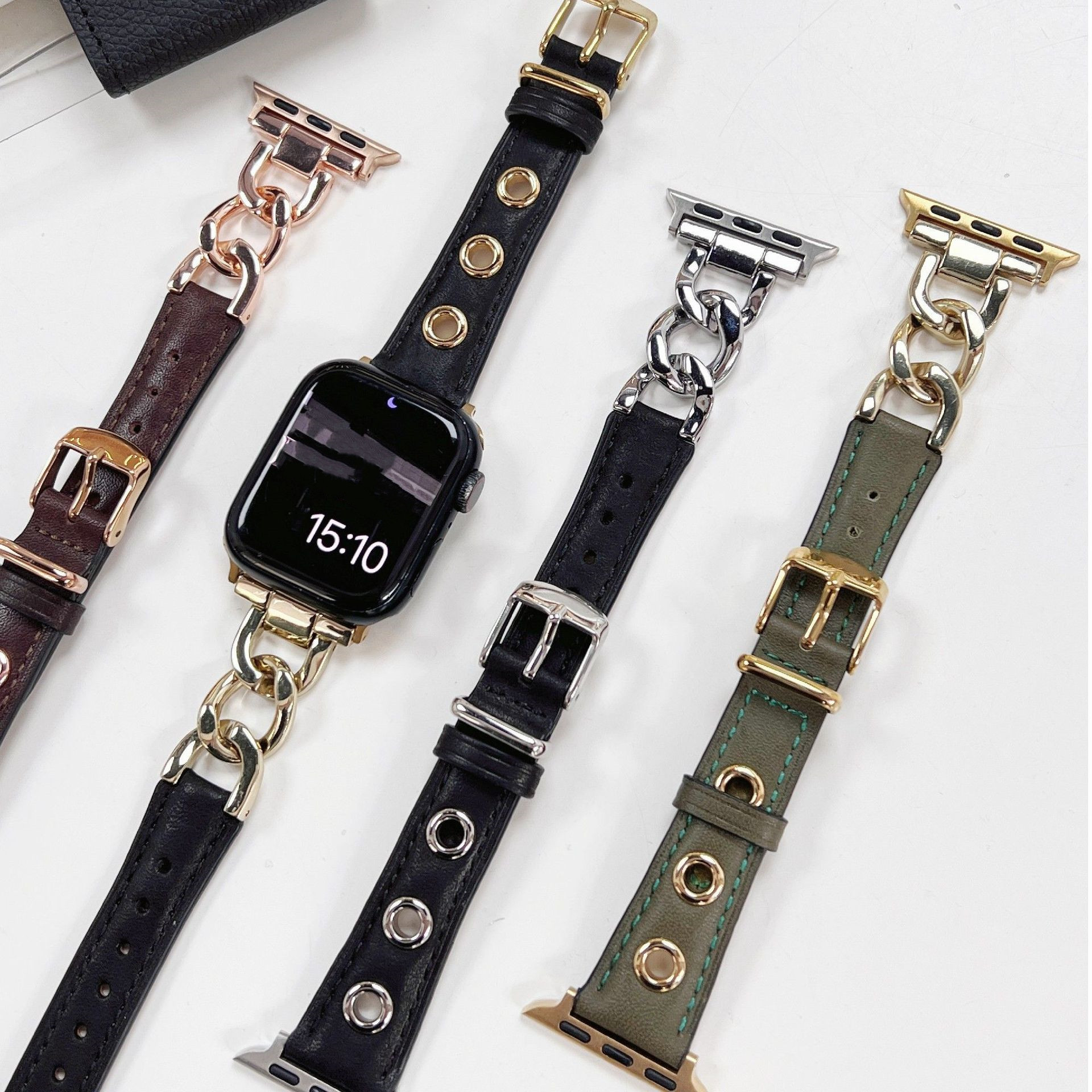 Chain Three-hole Retro Leather Leather Strap - Image 4