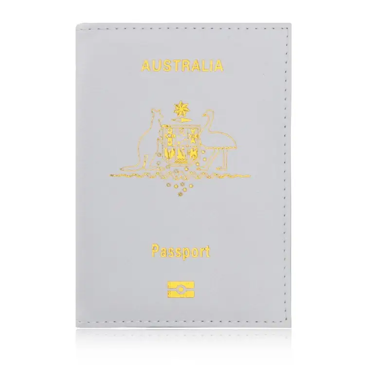 Light Blue PU Leather Card Bag Minimalist Travel Document Protective Case