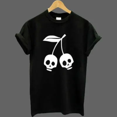 Cherry Death Head Black T shirt Black - Shop at LoveMi