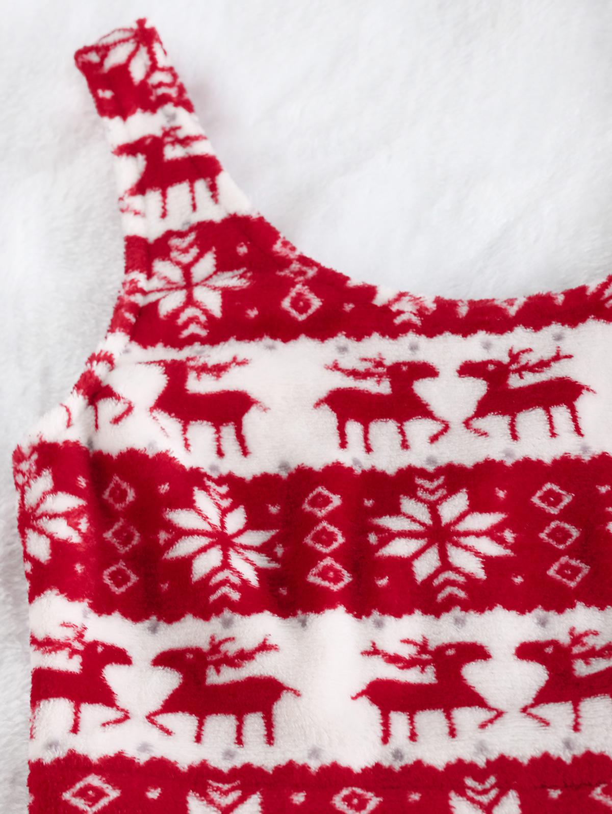 Christmas Elk Snowflake Fleece Midriff-baring Top And Pants Suit