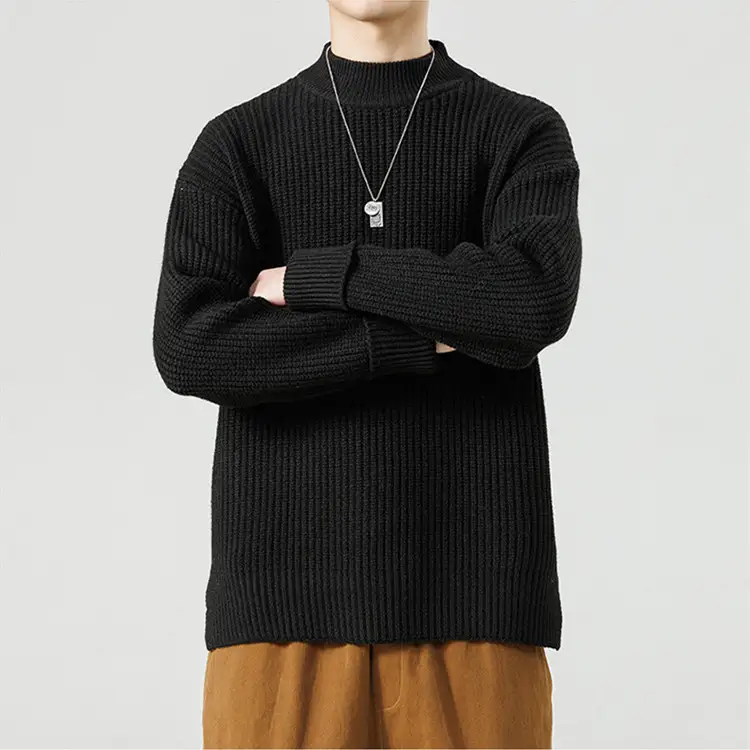 Half High Necked Sweater For Men's Casual Knitwear Outerwear