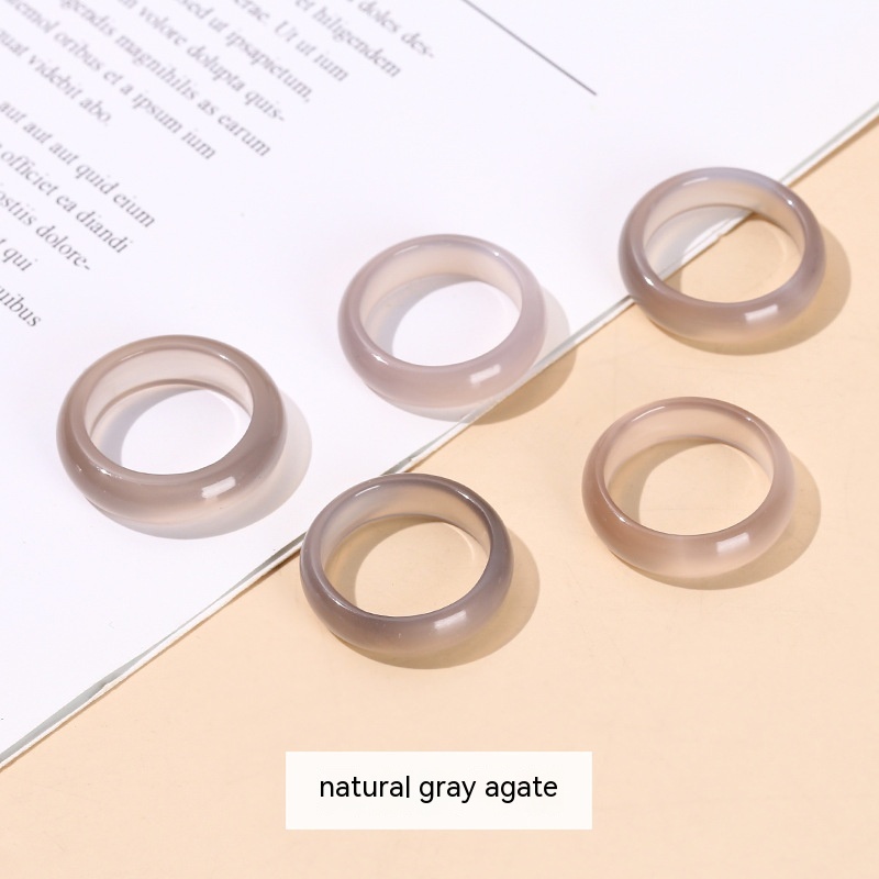 Natural Gray Agate Ring