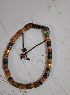 Red Pine Stone Bead Bracelet