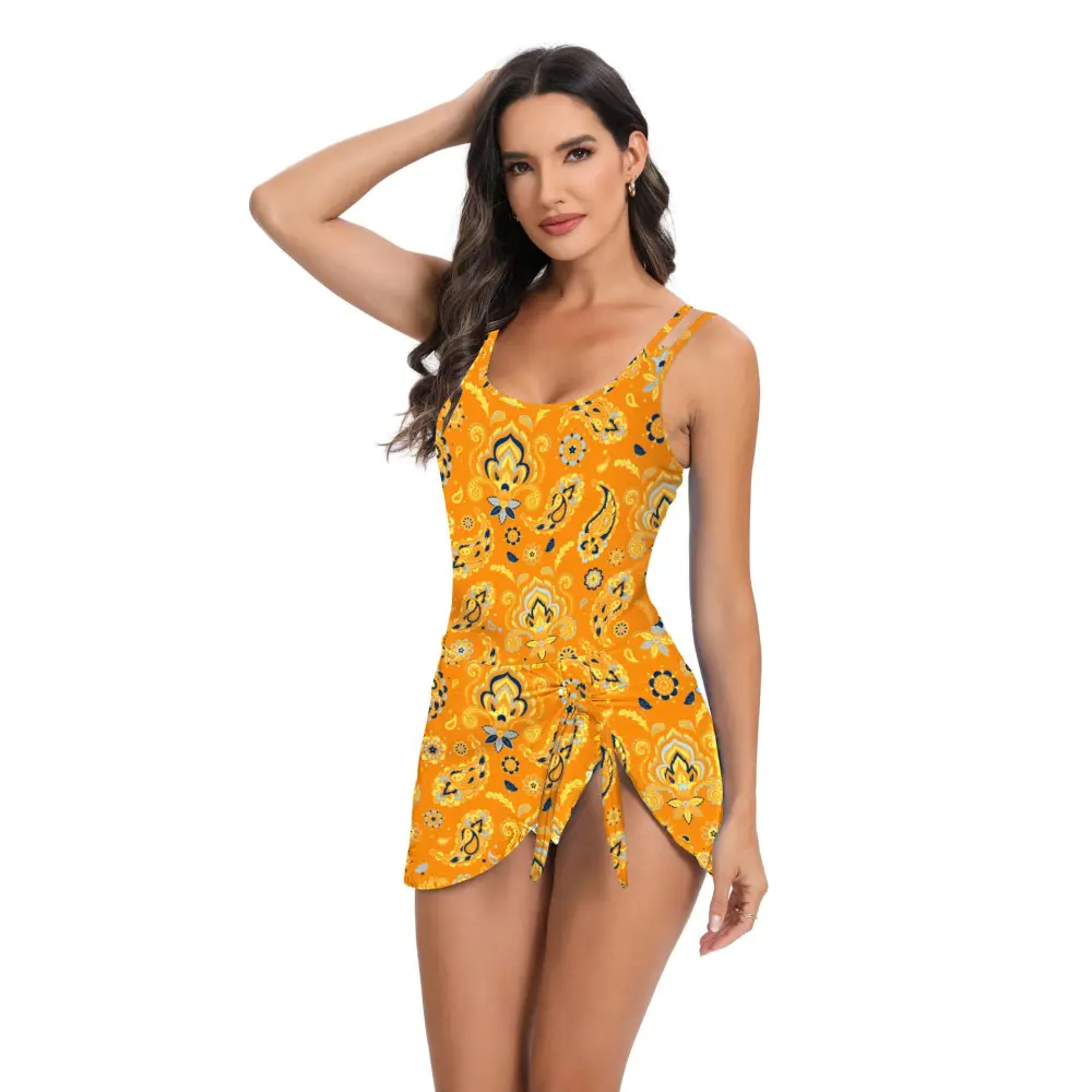Bikini Conservative Swimwear Women's Plus Size One-piece Printed High