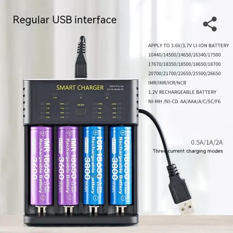 18650 Charger 4 Slot USB Lithium Ion 37V Battery