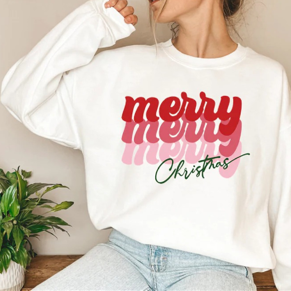 Christmas Creative Merry Christmas Letter Print Top