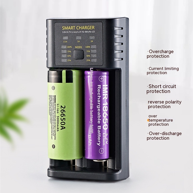 18650 Charger 4 Slot USB Lithium Ion 37V Battery Aani-mh 12V Battery High Current 2A Charging Case Double slot 18650and26650