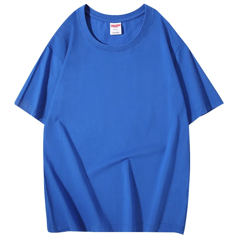Customized Shoulder Down Pure Cotton T-shirt - Blue