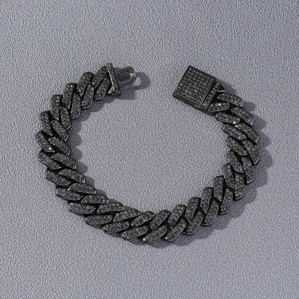 Hip Hop Prism Design Cuban Bracelet - Black