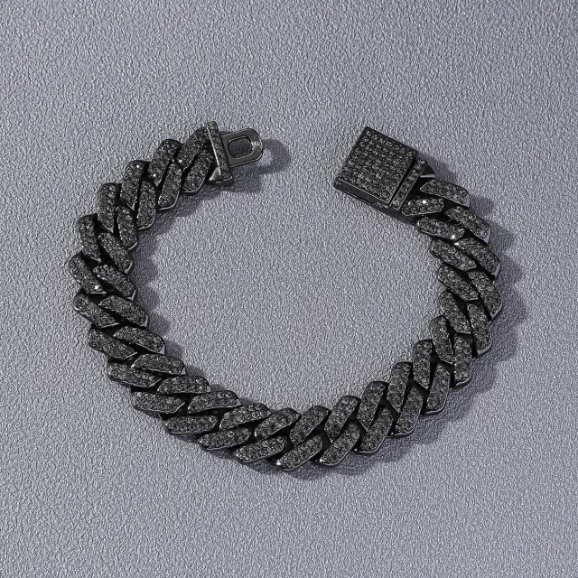 Hip Hop Prism Design Cuban Bracelet Black - Shop at LoveMi