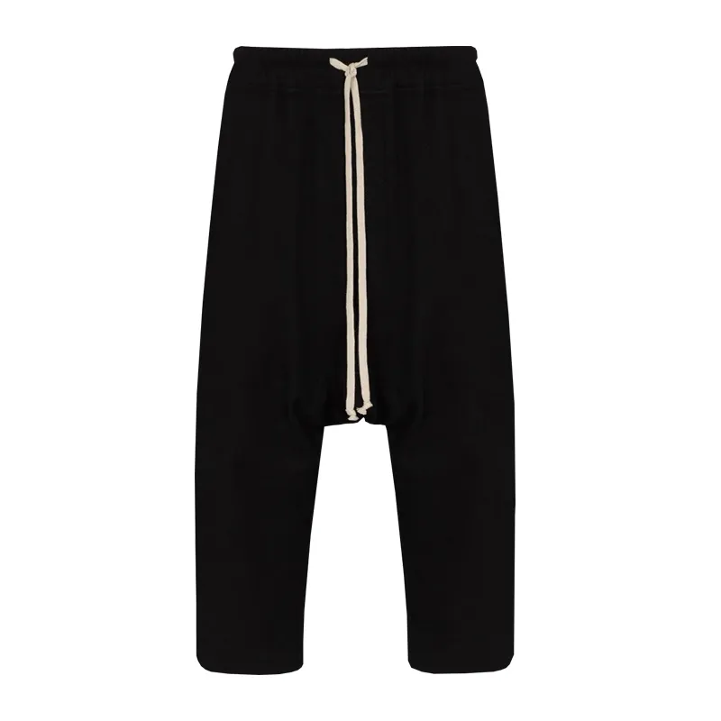 Harlan Loose Hanging Crotch Cropped Pants - Black