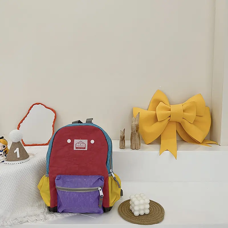 Children's Bags Simple and Lightweight Canvas Backpack Boys Girls