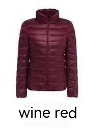 Lightweight Down Jacket Women's Short Plus Size Ultrathin Coat Wine Red - Shop at LoveMi