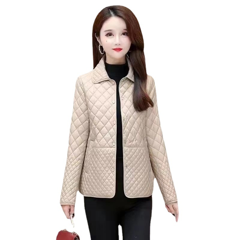 New Small Rhombus Thin Lightweight Short Type Cotton Coat Jacket Women - Image 3