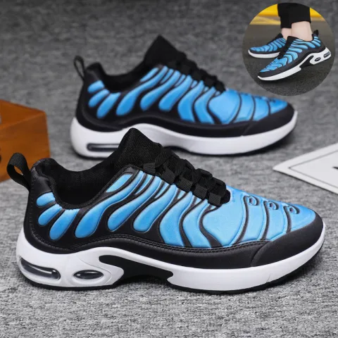 Color-blocked Sneakers Men Personalized Fashion Lace Up Air Cushion