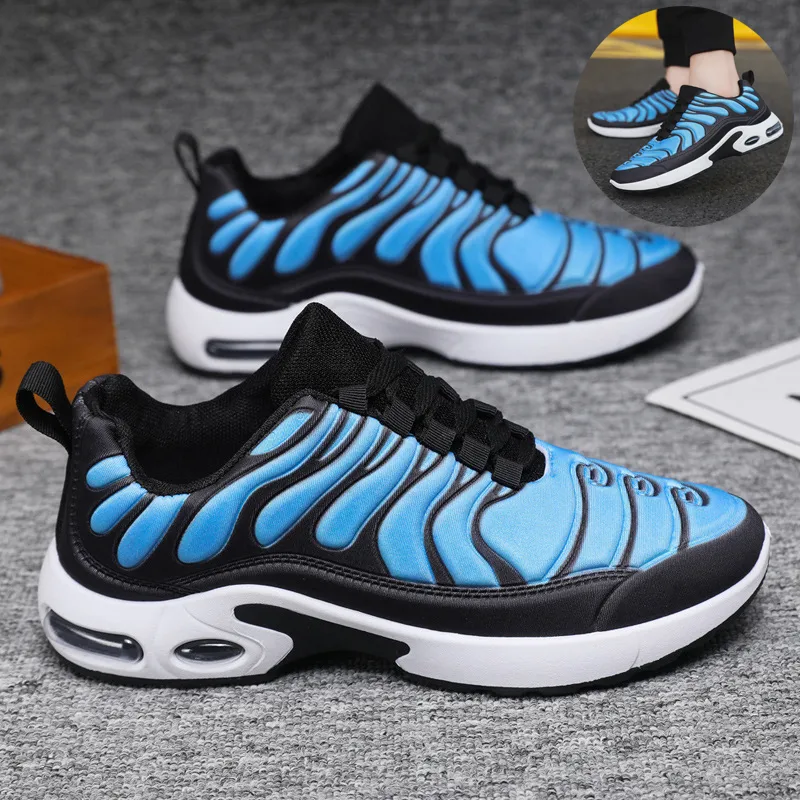 Color-blocked Sneakers Men Personalized Fashion Lace Up Air Cushion