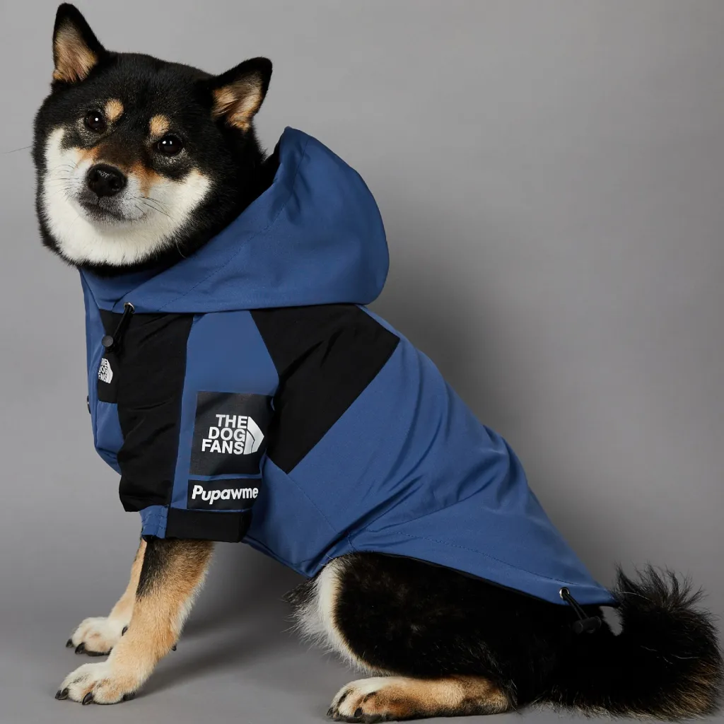 Windproof And Rainproof Large Dog Raincoat Pet Shell Jacket - Denim Blue Shell Jacket